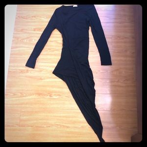 Tobi long sleeved asymmetrical black dress